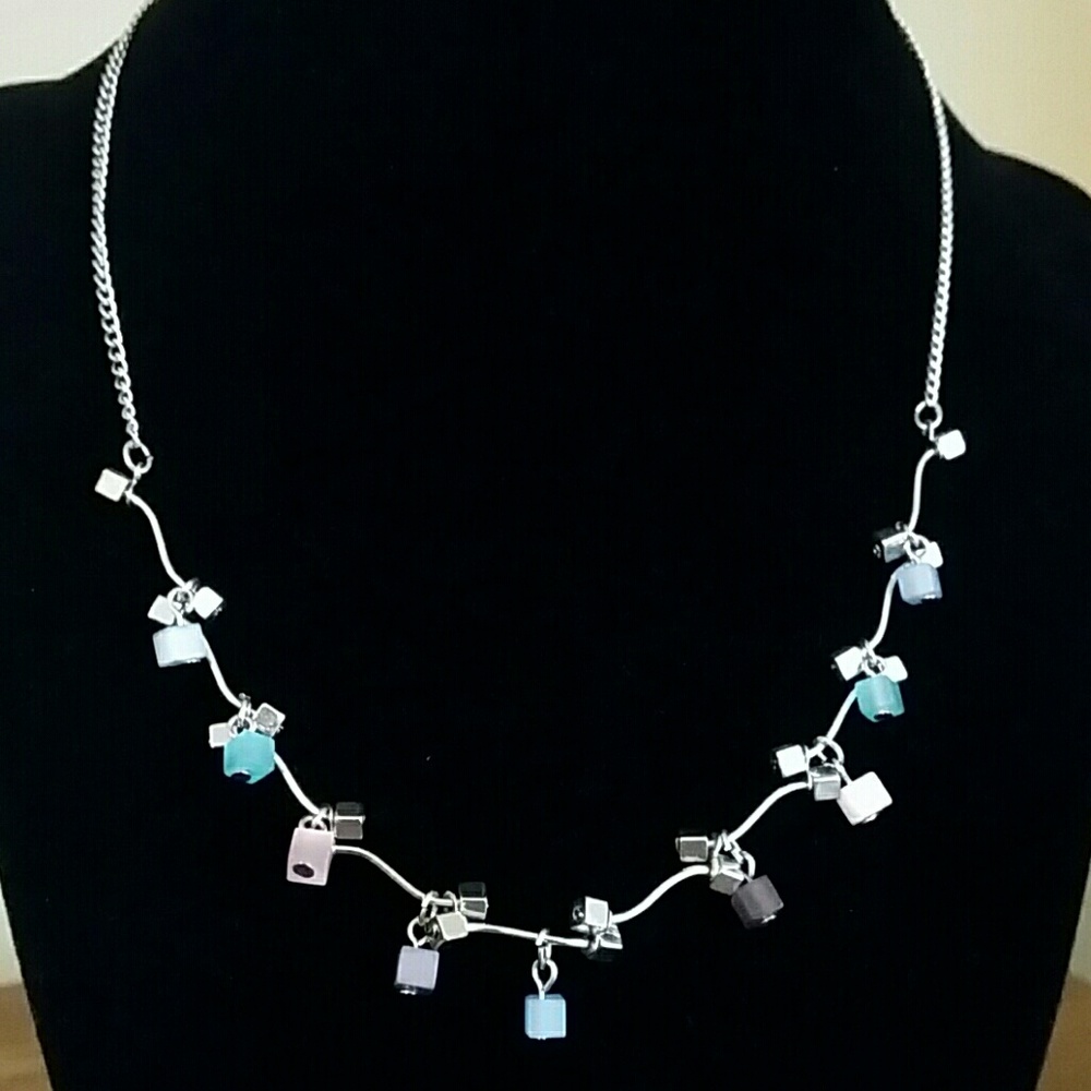 Lia Sophia multi color and silver square necklace